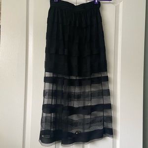 Striped Black Mesh Skirt